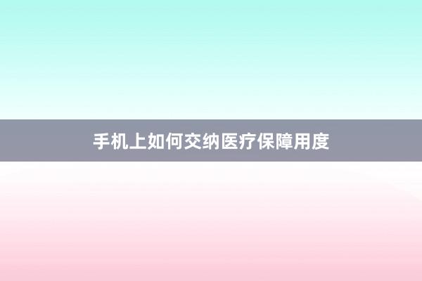 手机上如何交纳医疗保障用度