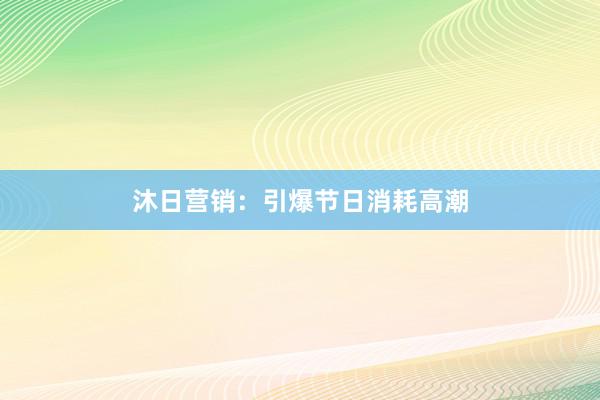 沐日营销：引爆节日消耗高潮